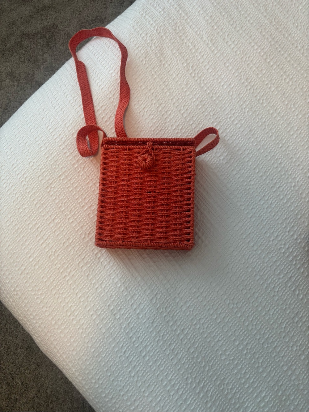 Woven Straw Crossbody Bag in Terracotta Orange